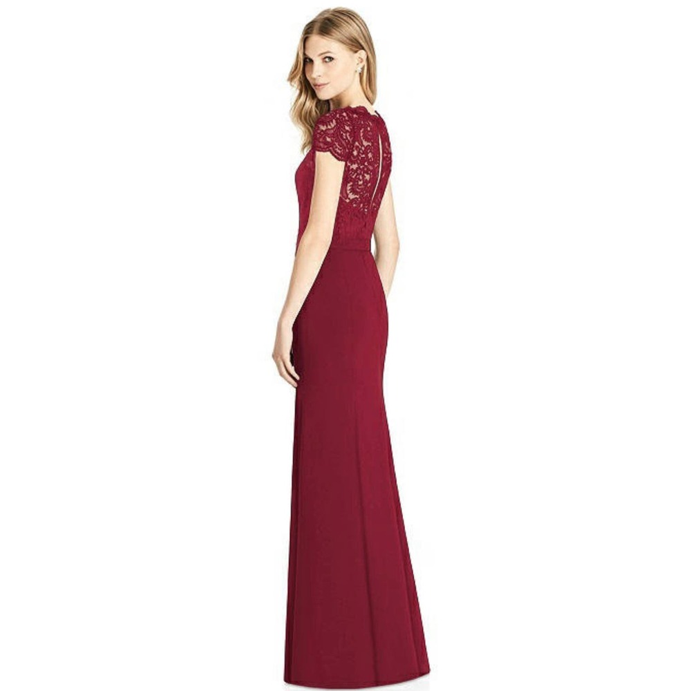 New Jenny Packham JP1001 Marquis Lace Crepe Burgundy Dress Size 8 - Picture 2 of 7